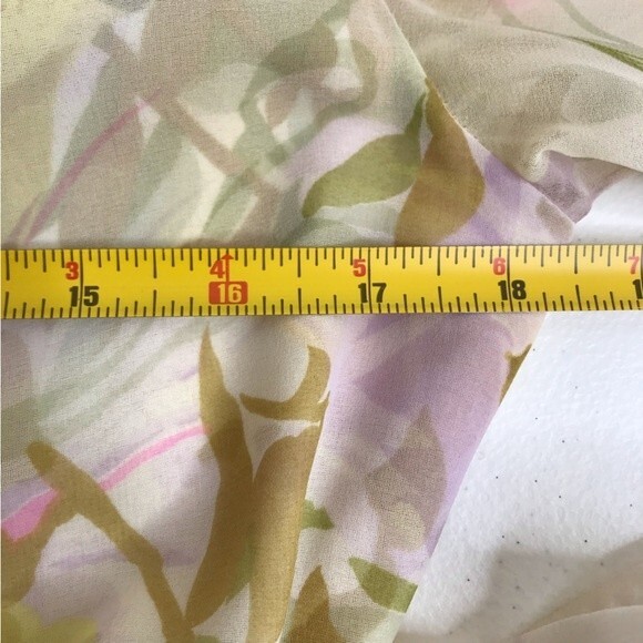 Vintage 1970s Floral Chiffon Maxi Dress Long Sleeve Tie Belt Back Zip Medium - Picture 6 of 14